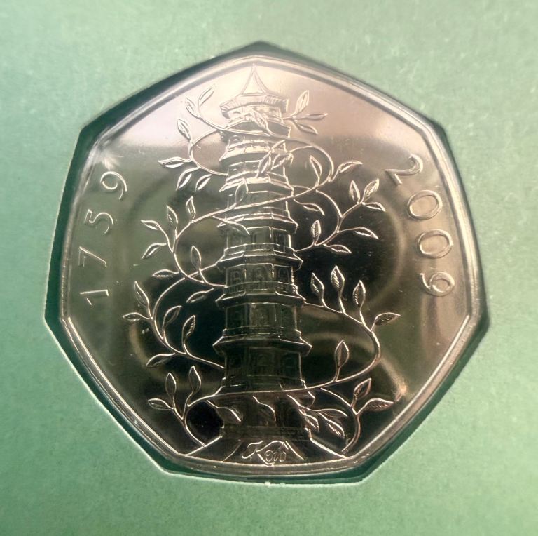 Limited Edition Uncirculated Kew Gardens 50p Fifty Pence Coin/First Day Cover