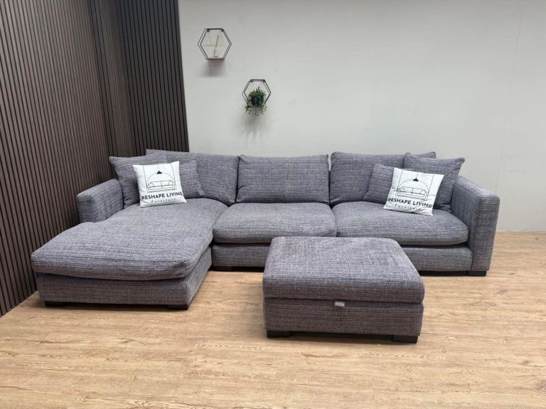 Sofa Workshop Dillon L shape corner sofa + matching ottoman footstool (WE DELIVER)