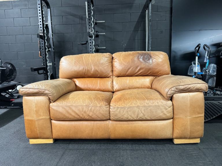 2 Seater Tan Leather Sofa (FREE)