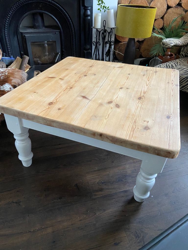 Large chunky topped farmhouse style coffee table 