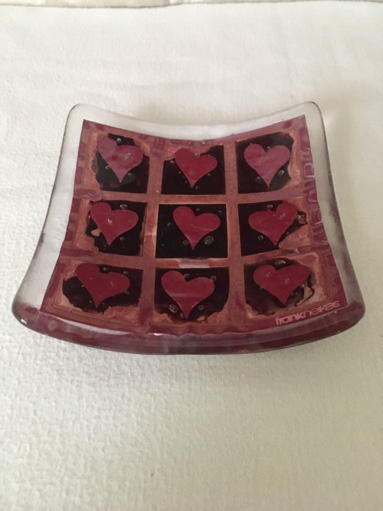 Frank Neikes Art Glass Studio Glass Pink Love Heart Trinket Dish