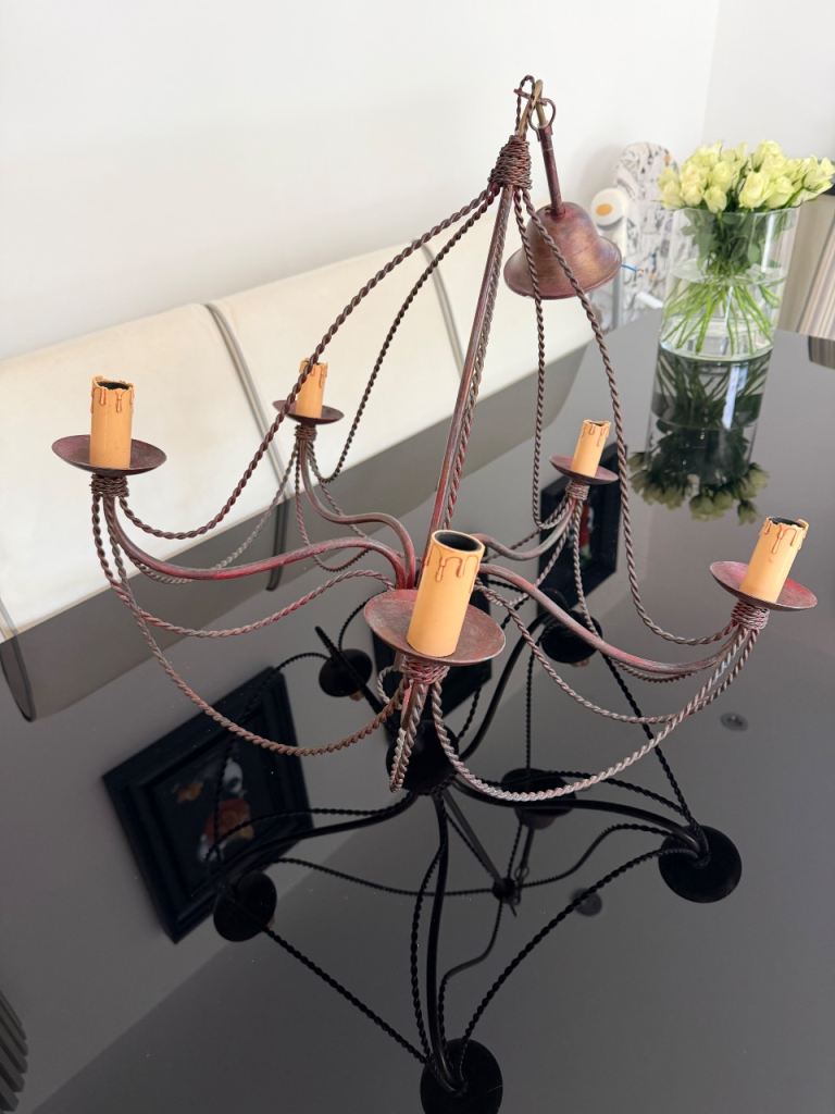 Distressed metal chandelier 