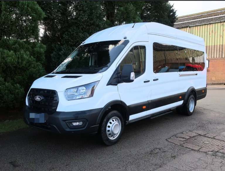 2017 FORD TRANSIT 2.2 TDCI 460 L4 H3 LWB HIGH ROOF MINIBUS 17 SEATS WHITE EX MOD