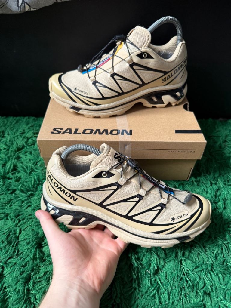 Salomon xt6 gortex GTX yellow brown safari trainers walking hiking running shoes size UK 6.5