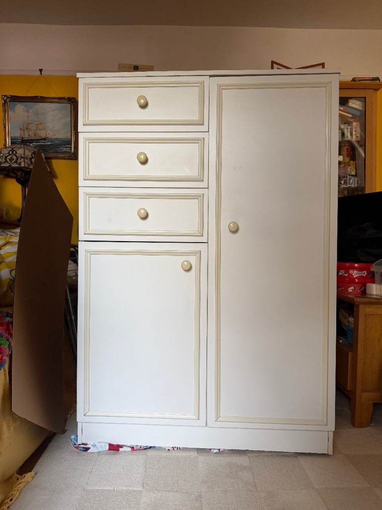 White Wardrobe with Drawers – Good Condition