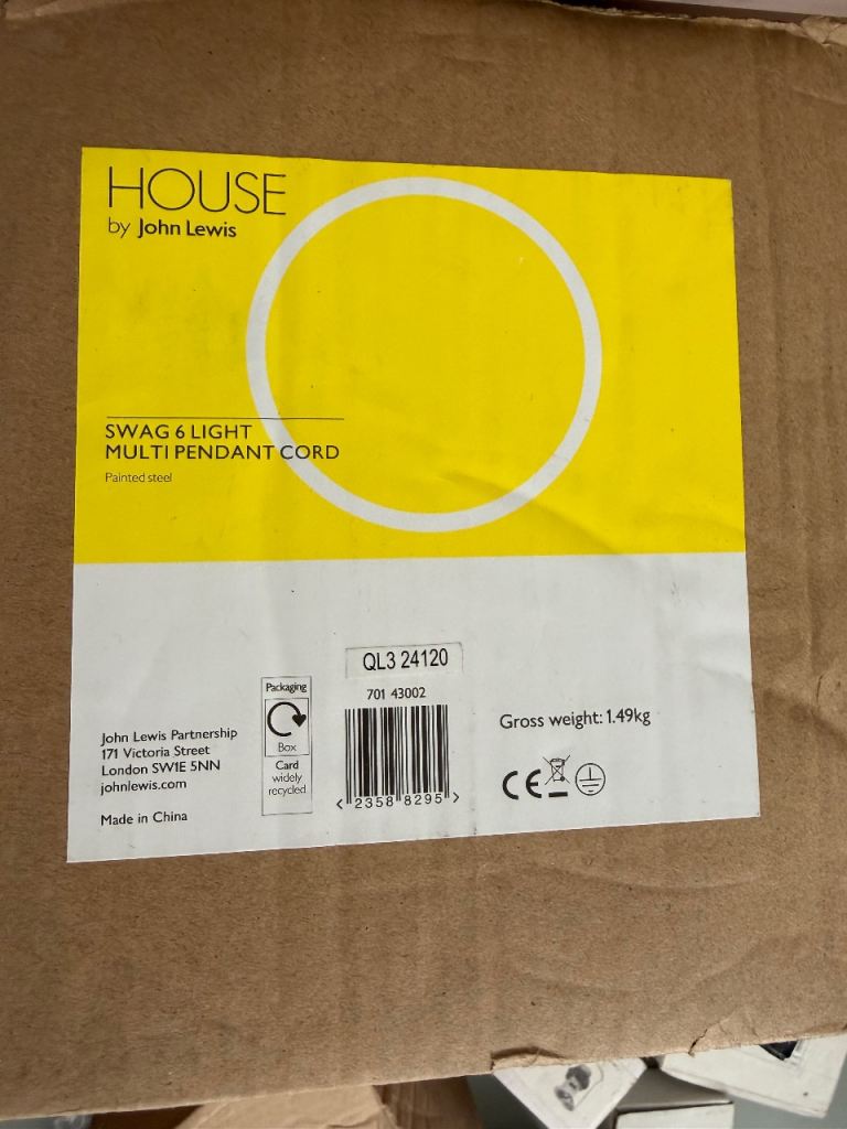 John Lewis Swag & Light Multi Pendant Cord – New
