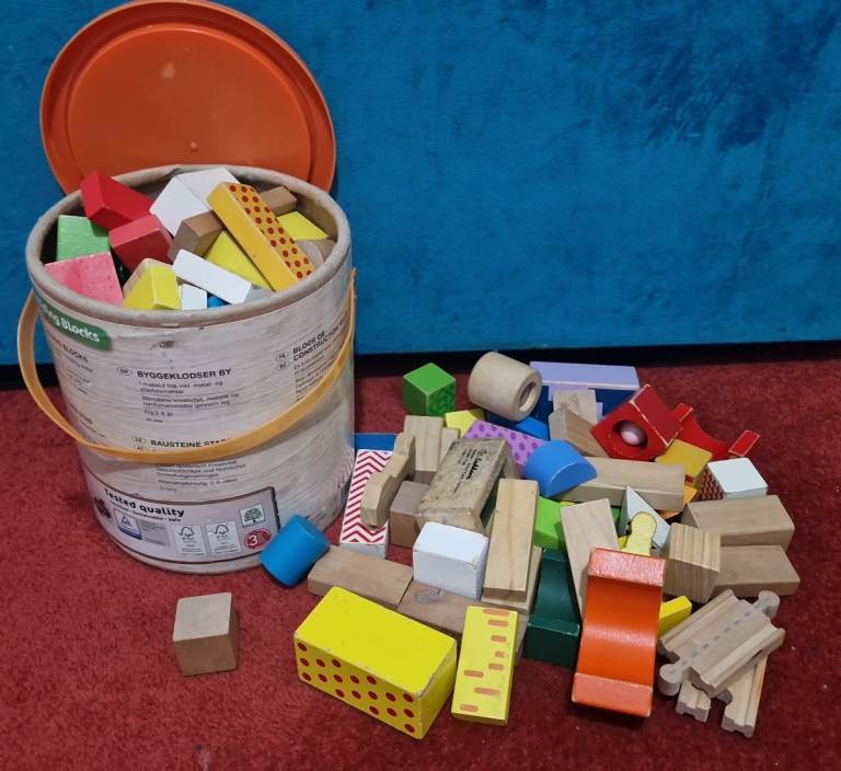 mix of wooden building blocks