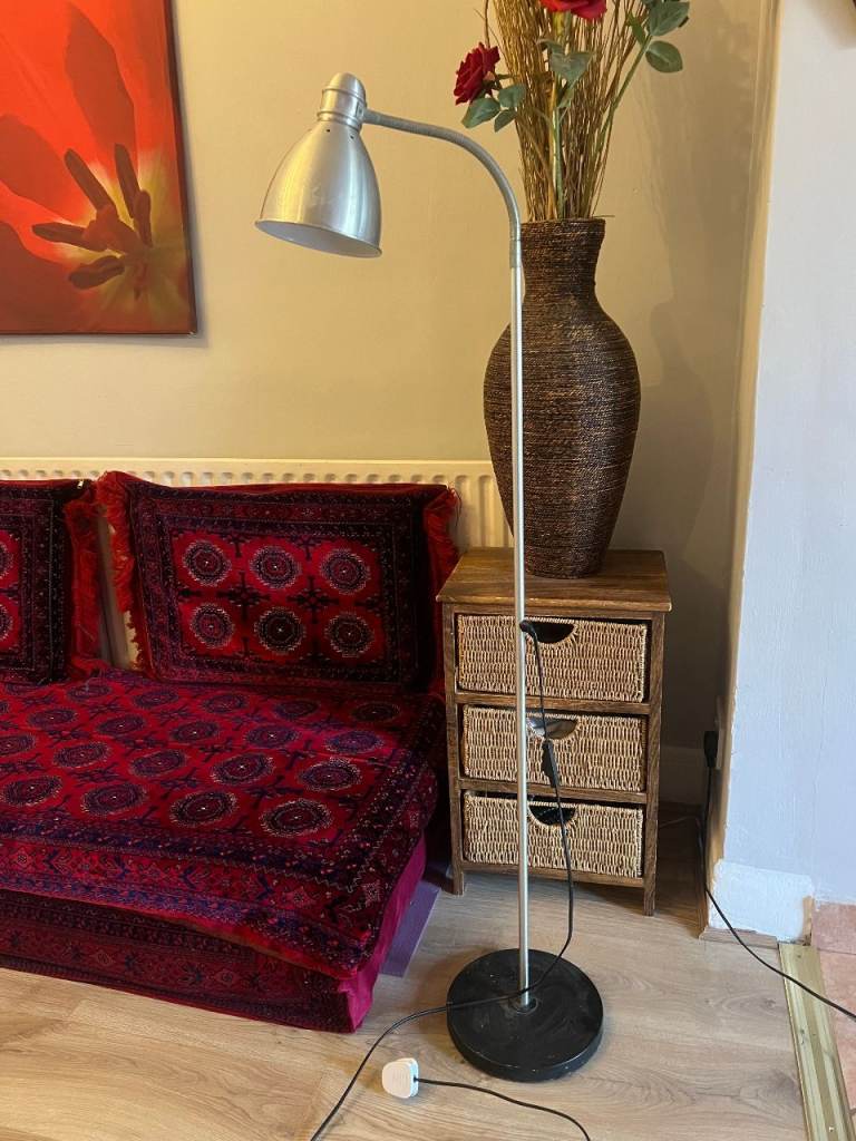 Rustic Aluminium finish floor lamp, shabby lamp, reading lamp, standing light -  Home decor