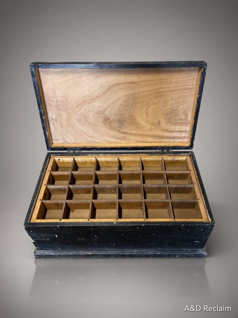Vintage Wooden Storage Box with Compartments