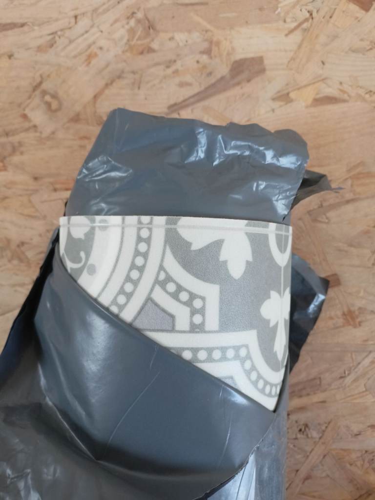 New Grey Patterned Tile Vinyl Flooring Roll