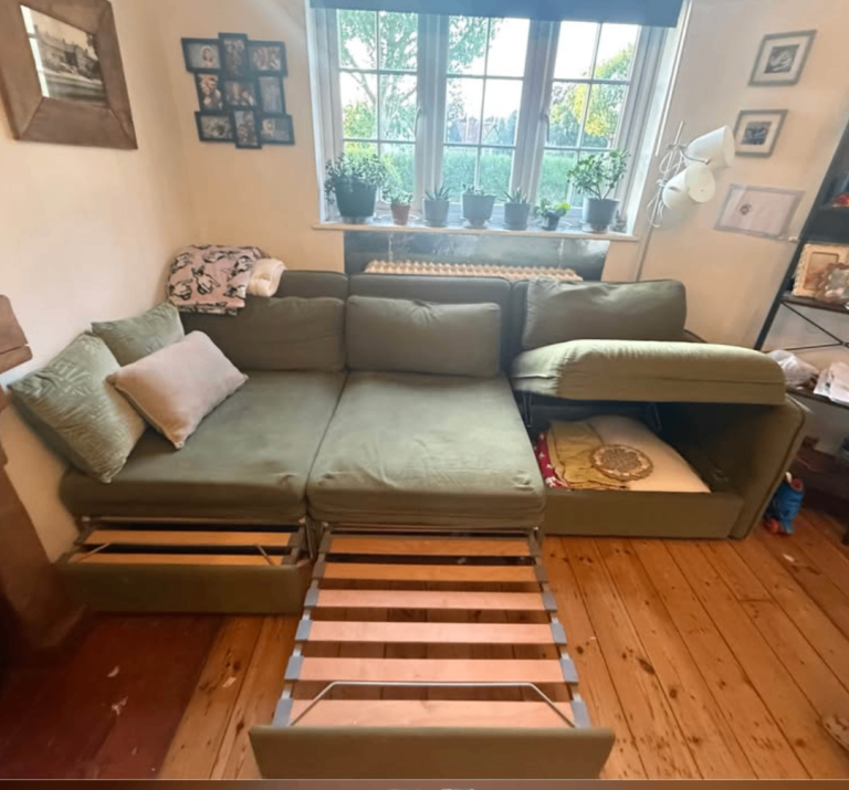 IKEA VALENTUNA Modular Sofa Bed and Storage. Colour olive