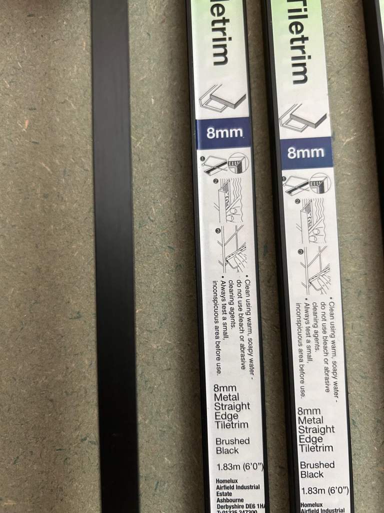 5x lengths tile edge - brushed black metal trim 