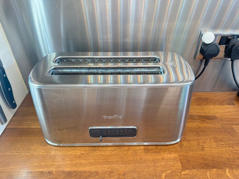 Breville Edge Collection 4-slice stainless steel toaster.