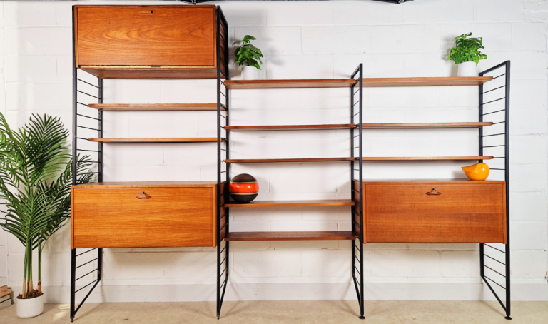 Staples Ladderax Vintage 1960s Mid Century 3 Bay Danish Design Cabinet Sideboard Shelf System PG160A