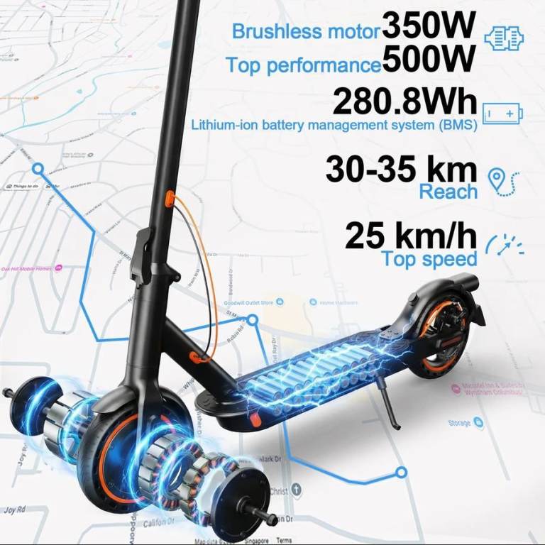 Electric Scooter 350W 25kph Foldable 30km Range Lightweight Commuter