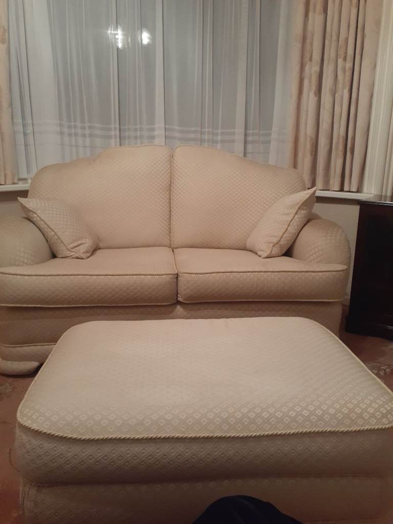Sofas 3 seater & 2 seater with large pouffel