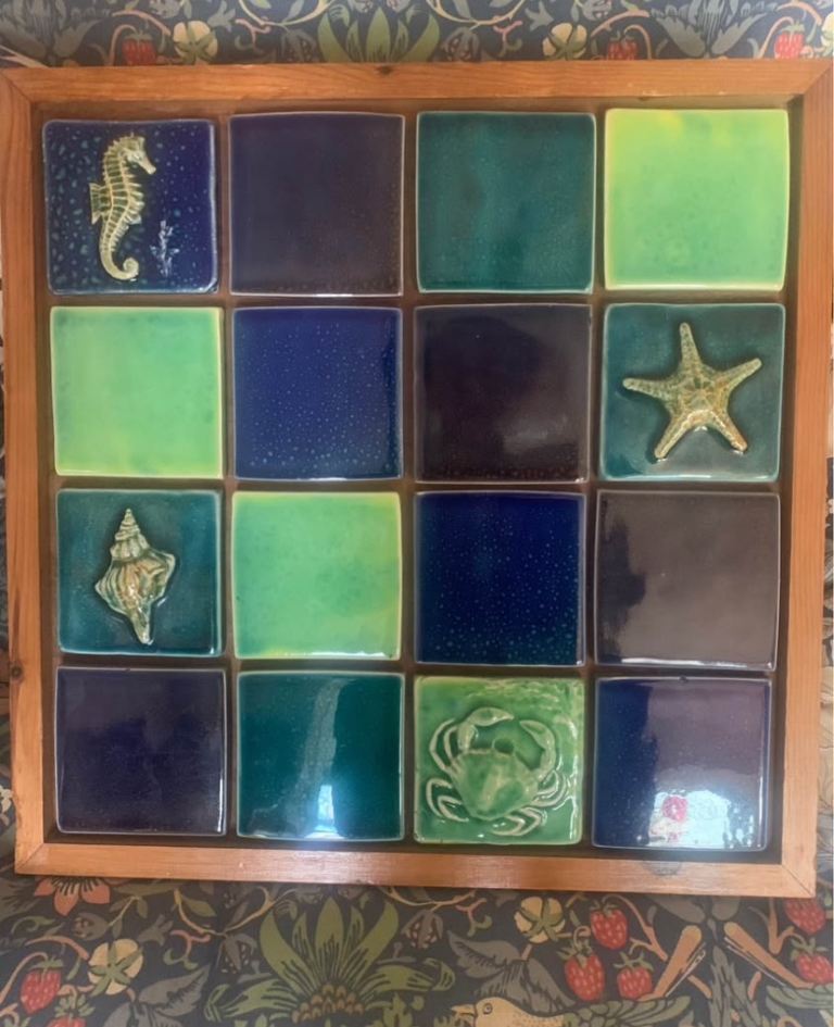 Hand painted tile table top/ art work