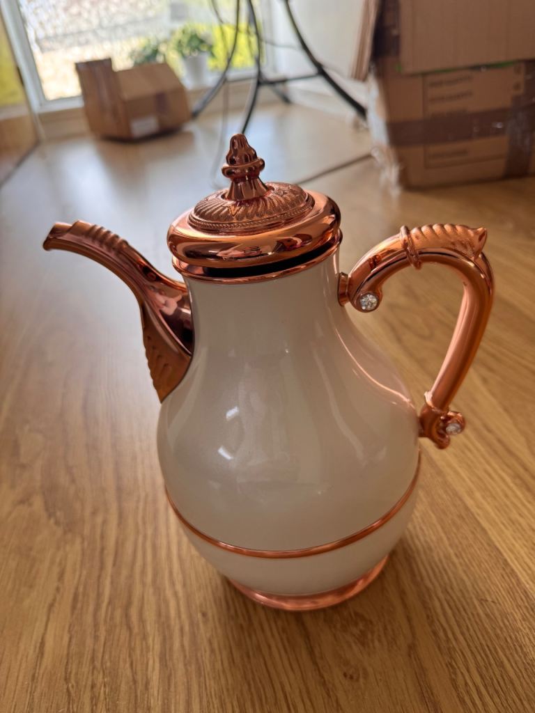 Cream & Rose Gold Decorative Tea/Coffee Pot