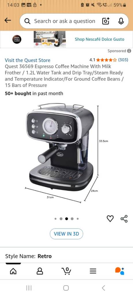 Quest 36569 Espresso Coffee Machine