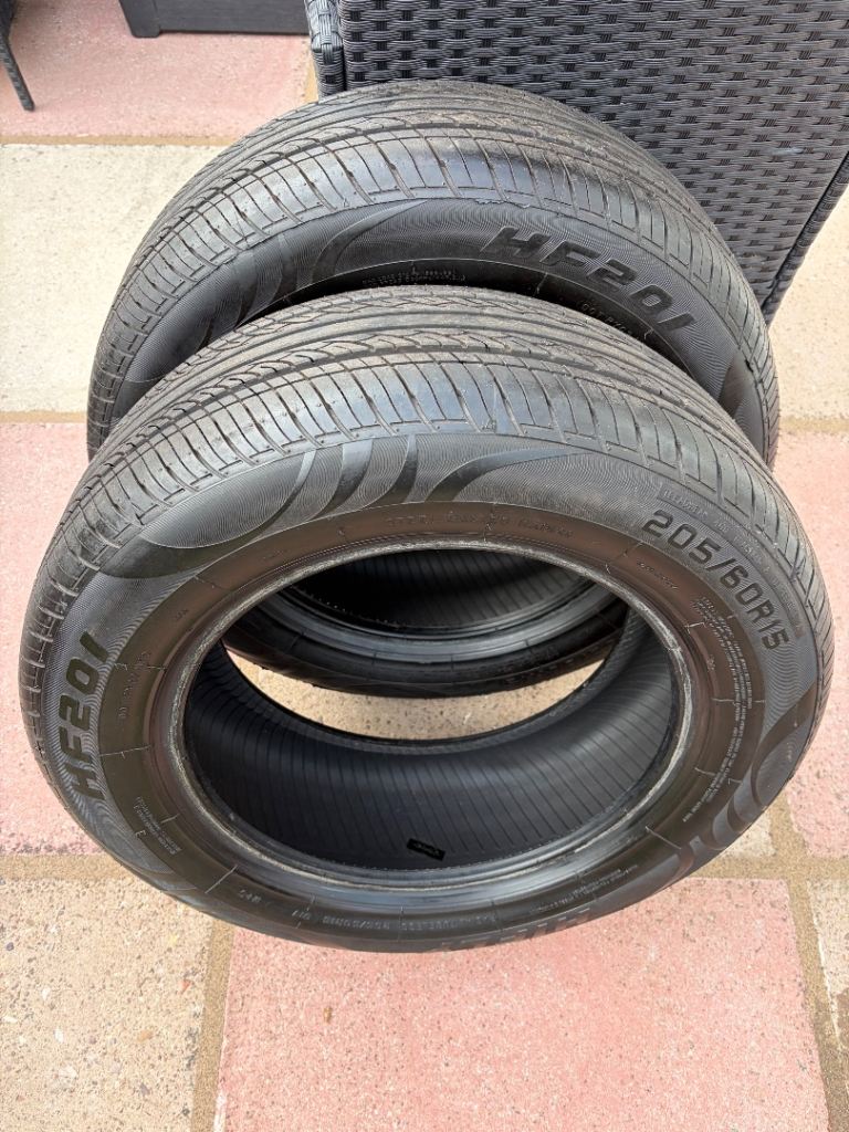Pair of 205/60R15 91V tyres 7mm tread depth