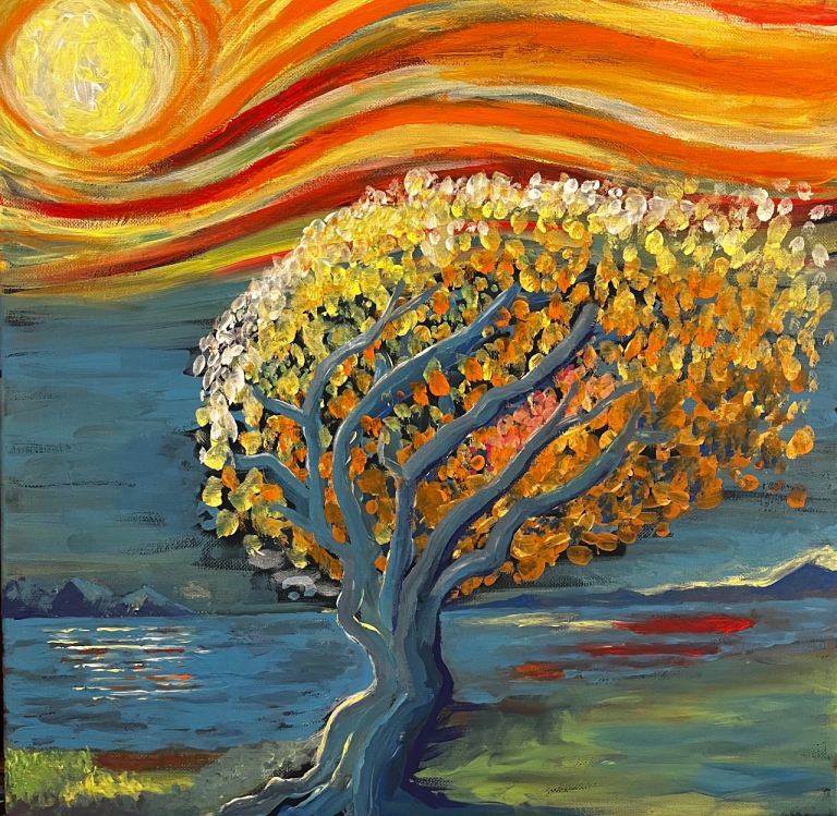 Vibrant Abstract Tree Painting – Original Art