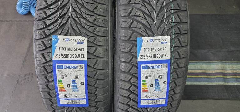 215 55 18   2 x New!! tyres Fortune FitClime All Seasons
