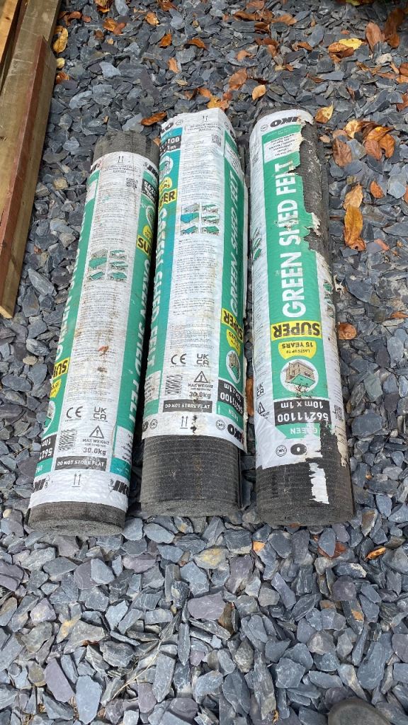 Three Rolls of OMNI Green Super Shed Felt – New