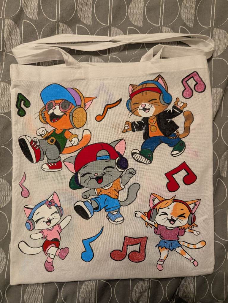 Dancing cat tote bag