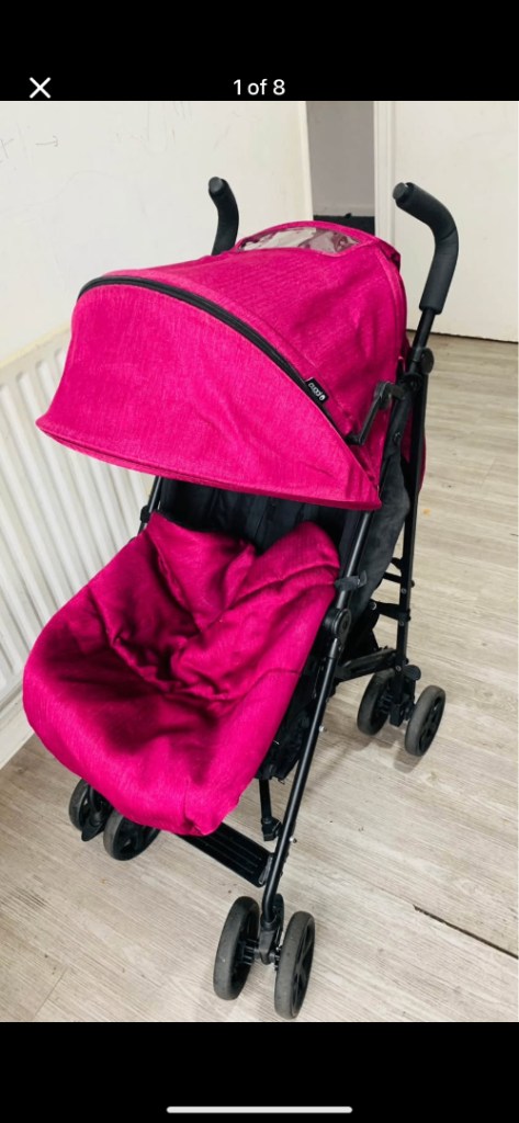 Purple Lightweight Baby Stroller/Pram With Rain Cover – Good Condition