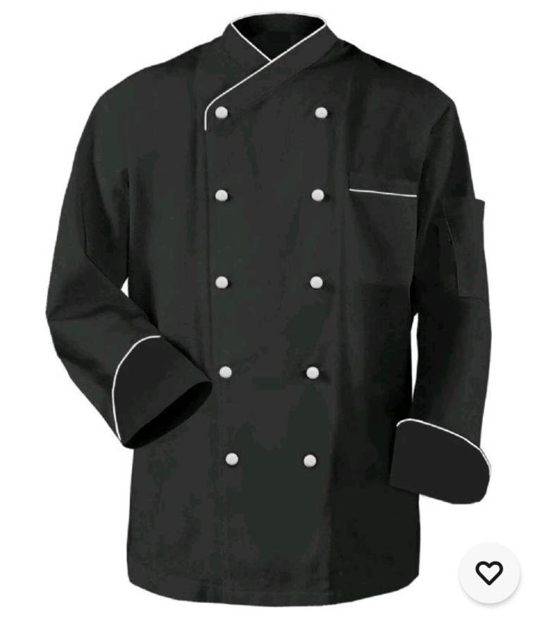 Long Sleeves Chef Coat Jacket Uniform Unisex (Size L and XL) Black or Charcoal Grey