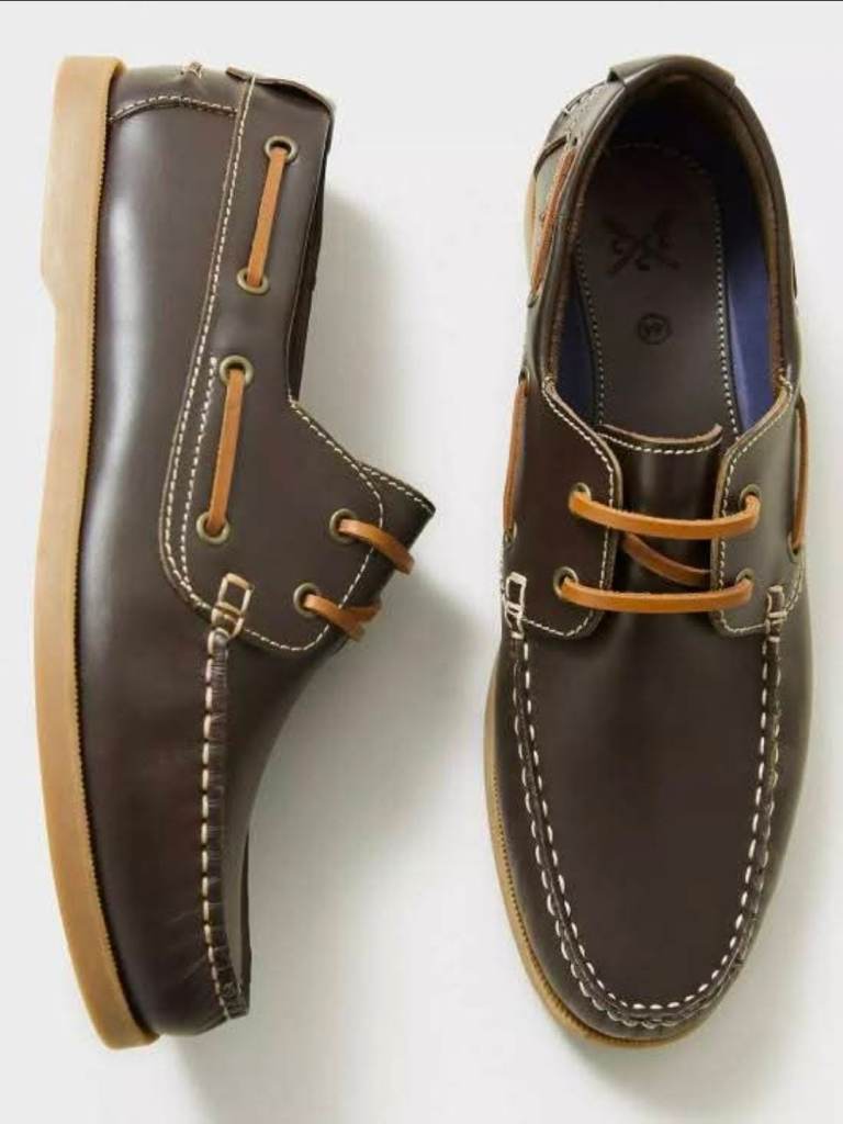 Crew Clothing Company Austell Deck Boat Shoes- Brown / Chocolate