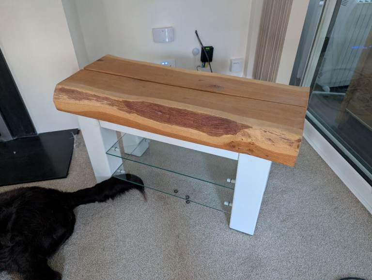 Unique Live-Edge Solid Oak & Steel TV Stand (One-Off)