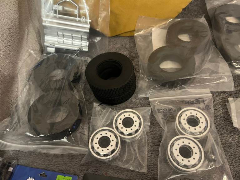 brand new tamiya 1/14scale ALLUMINIUM UPGRADES WITH TYRE UPGRADES. JOBLOT 
