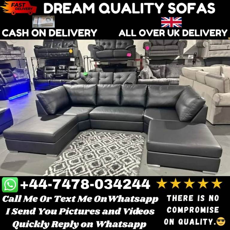 Brand New Luxury Leather U-Shape Sofa – Massive Sale Price, Limited Time Only