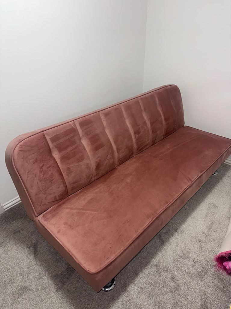 Pink velvet sofa bed 