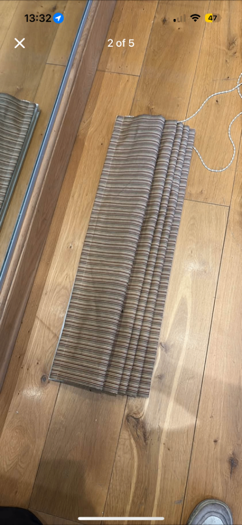 2 x roller blinds with 3 x matching seat covers