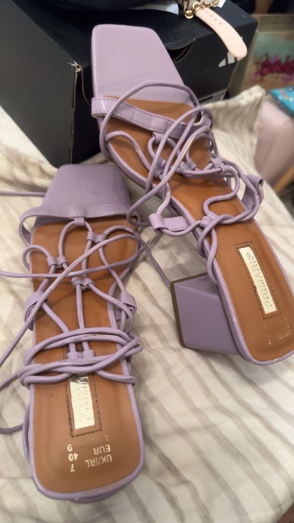 New Purple Lace-Up Block Heels UK Size 7