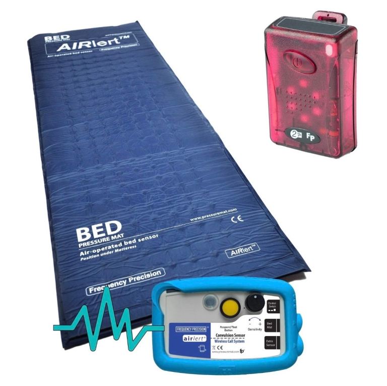 Airlert Epilepsy Monitor And Alarm Convulsion Bed Sensor Mat Caregiver Pager Set