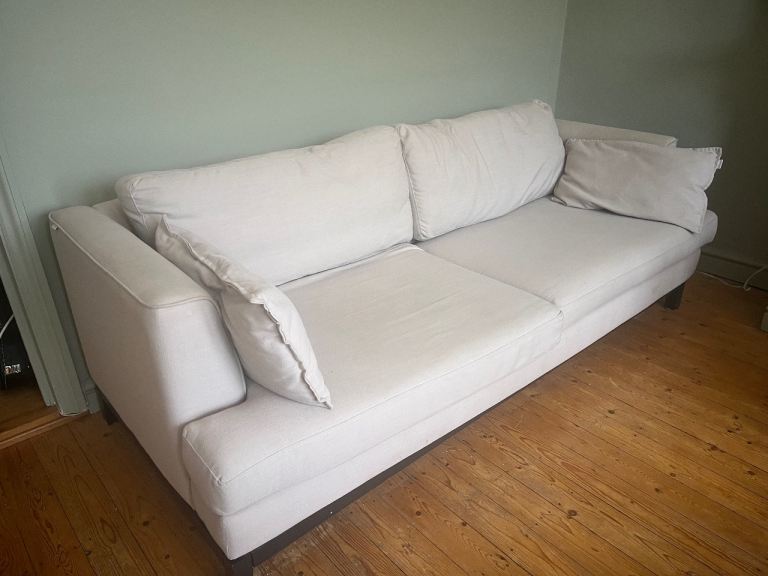 Free Comfortable 3-Seater Sofa – Beige Fabric, Good Condition