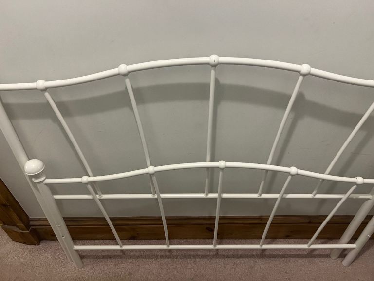 White metal bed frame