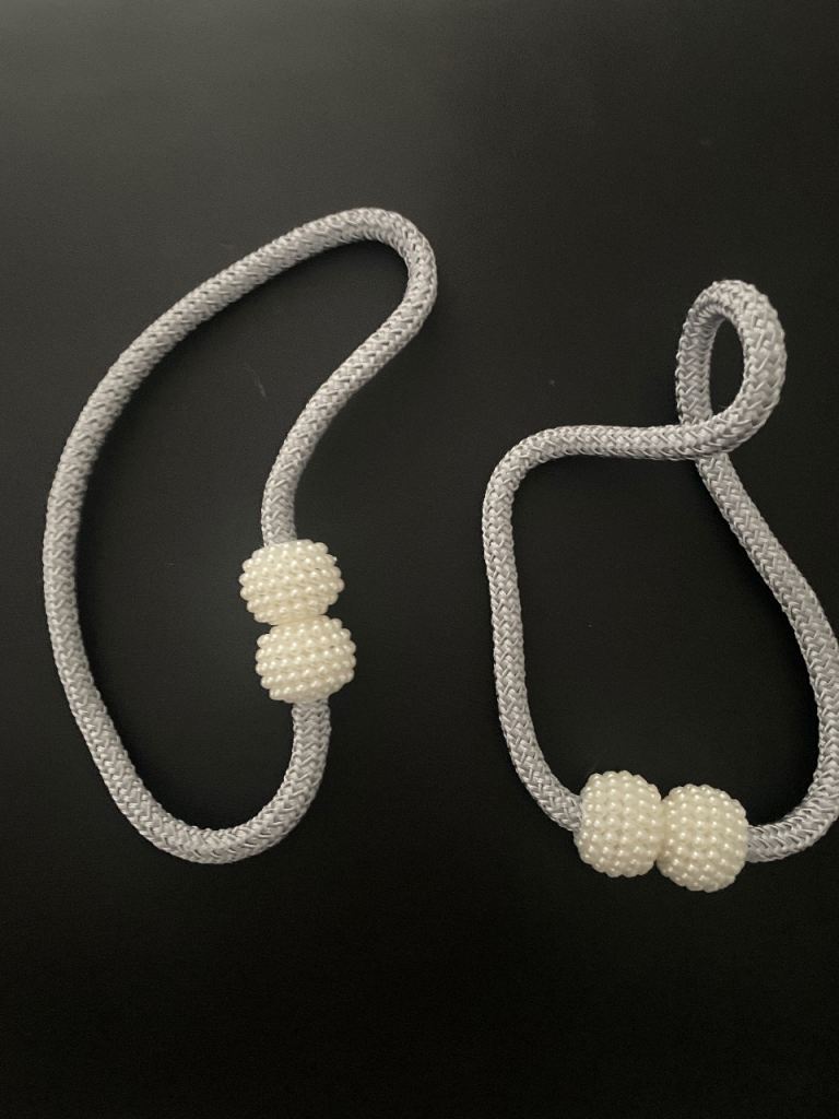 New Silver Grey Curtain Tiebacks with Pearl Beads