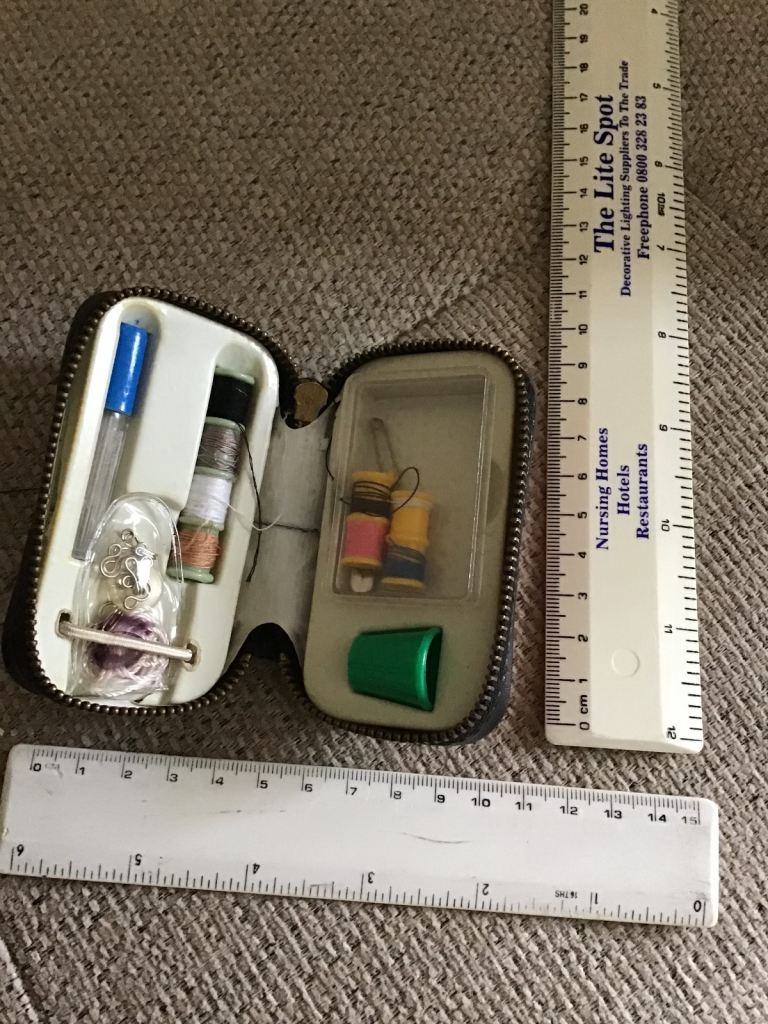 Compact Vintage Travel Sewing Kit with Contents