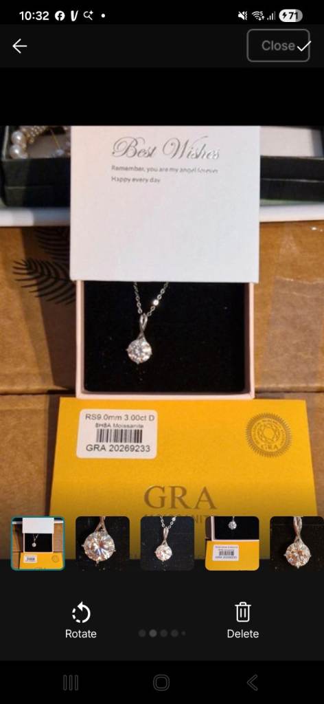 Absolutely stunning 3 Carat Moissanite Sterling Silver Teardrop Pendant necklace 