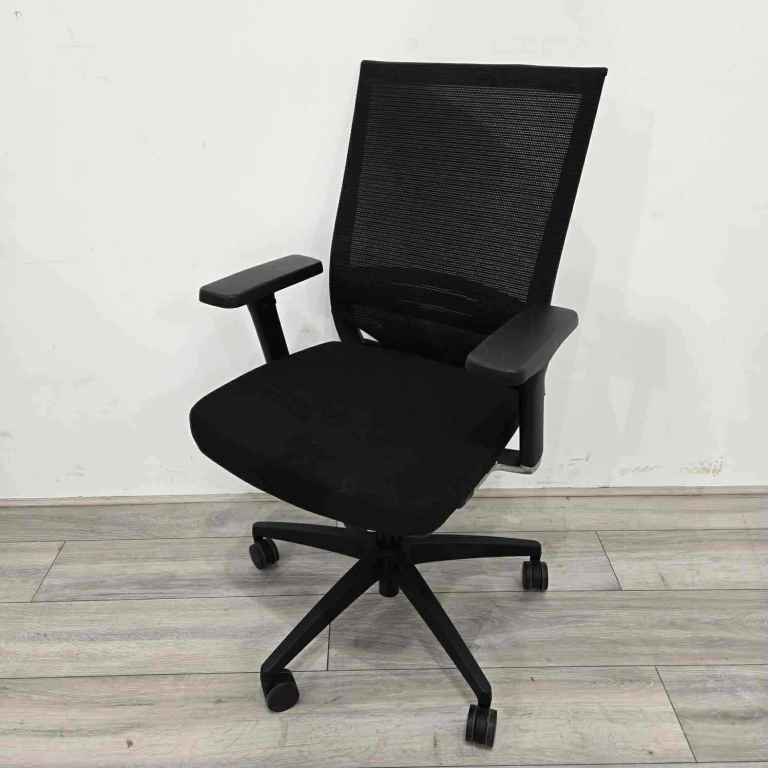 KI Operator Chair, Adjustable, Lumbar Support, Black Mesh / Fabric, Black Swivel Base