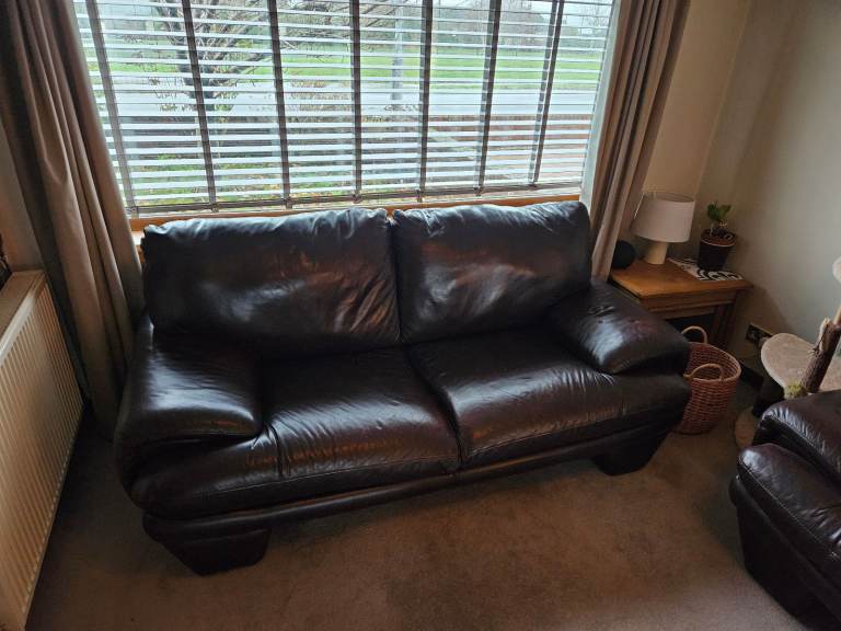 2 leather sofas and armchair 