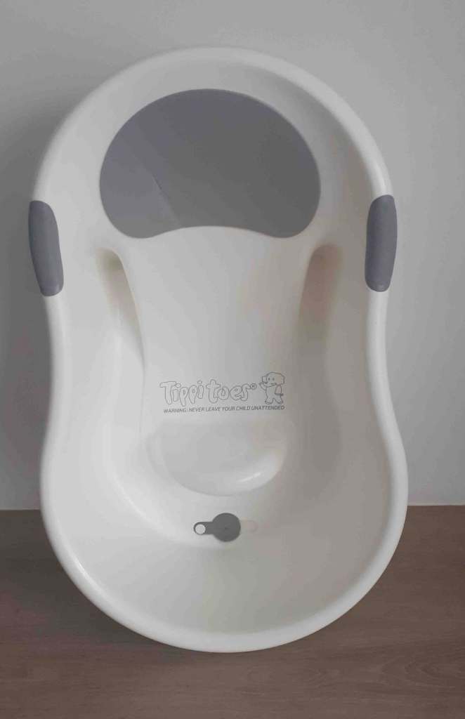 Tippitoes Mini Baby Bath-White With Grey Trim