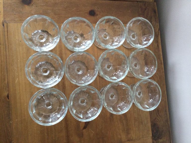 Vintage retro cafe sundae stem glass bowls 12 