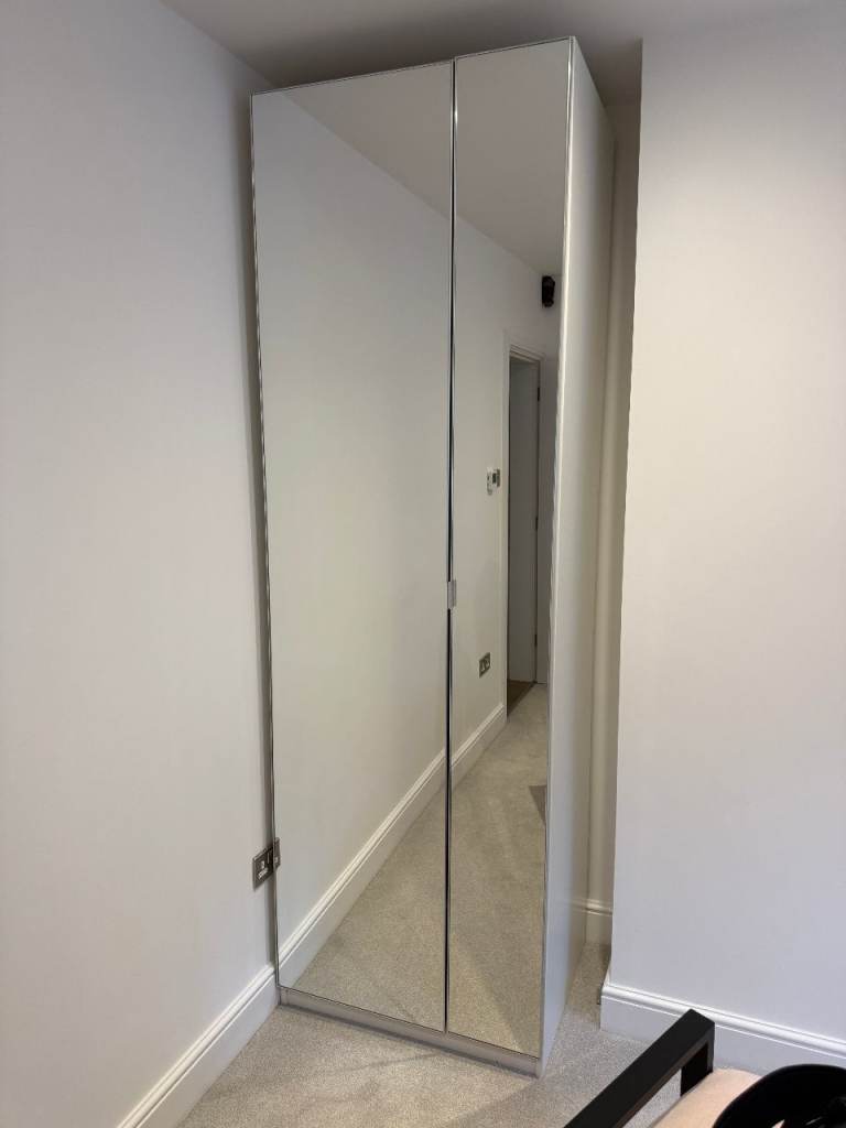 IKEA PAX Wardrobe (75x58x236cm) with mirrored doors + soft-close