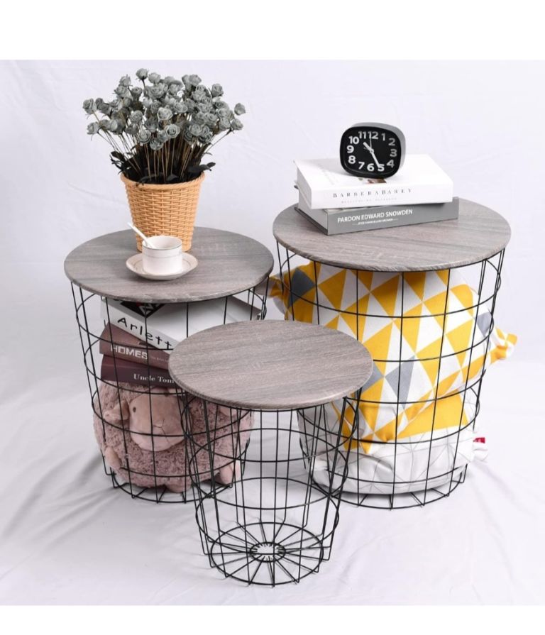 image for Bnib set of 3 Nesting Retro Wire Coffee Tables Stacking Storage