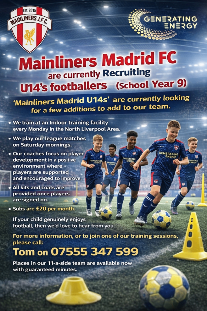 U14's football players (Year 10) Mainliners Madrid FC looking for players